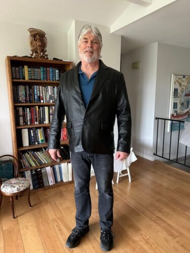 Click to view full screen Black leather blazer photo review