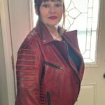 Marissa's Antique red diamond quilted leather jacket with double zipper photo review
