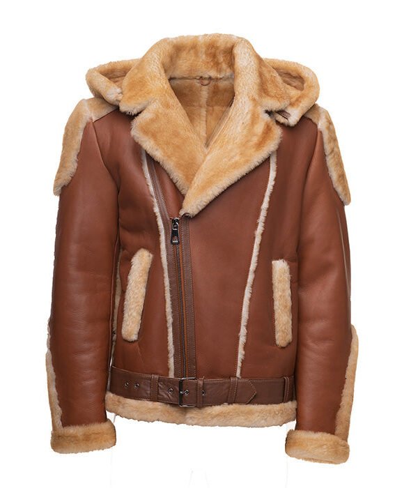 Alek's Biker Shearling Jacket with Fur Details