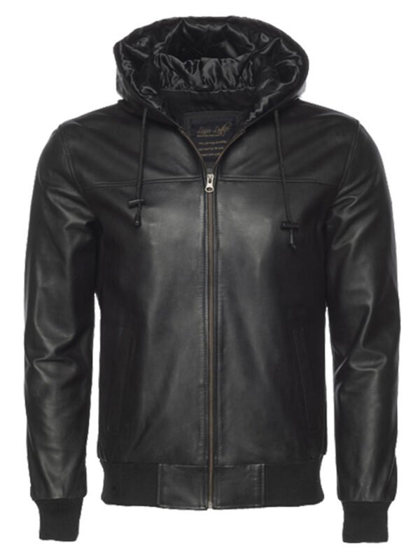 Jayden Black Leather Jacket Hoodie