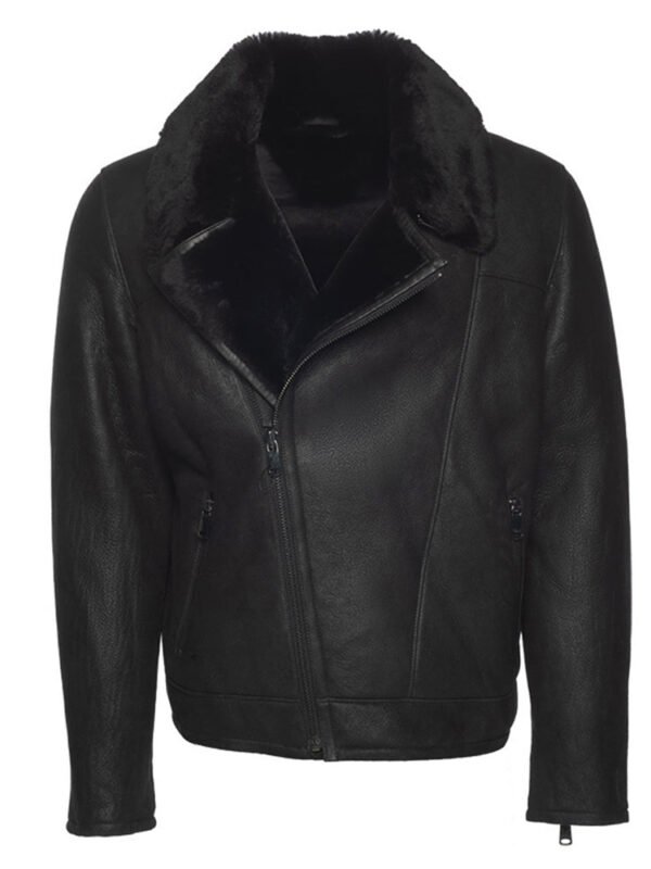 Carters Black Biker Shearling Jacket