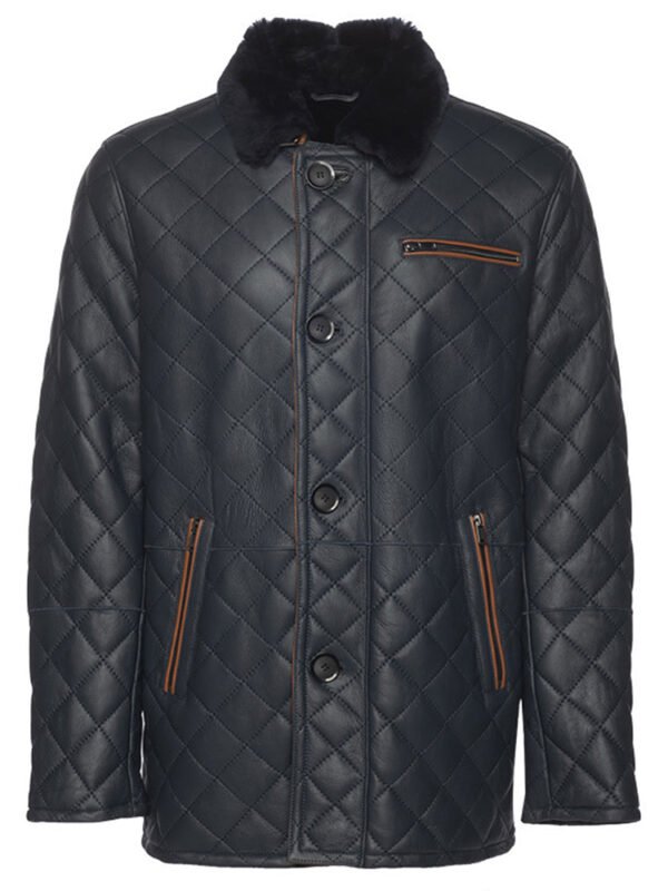 Drew Navy quilted sheepskin shearling coat