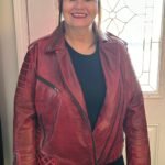 Marissa's Antique red diamond quilted leather jacket with double zipper photo review