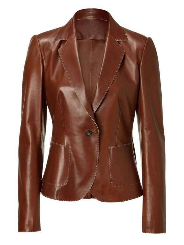Women’s Dark Cognac Leather Blazer
