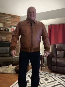 Click to view full screen Boyd's Rust Leather Jacket with ribbed cuffs photo review