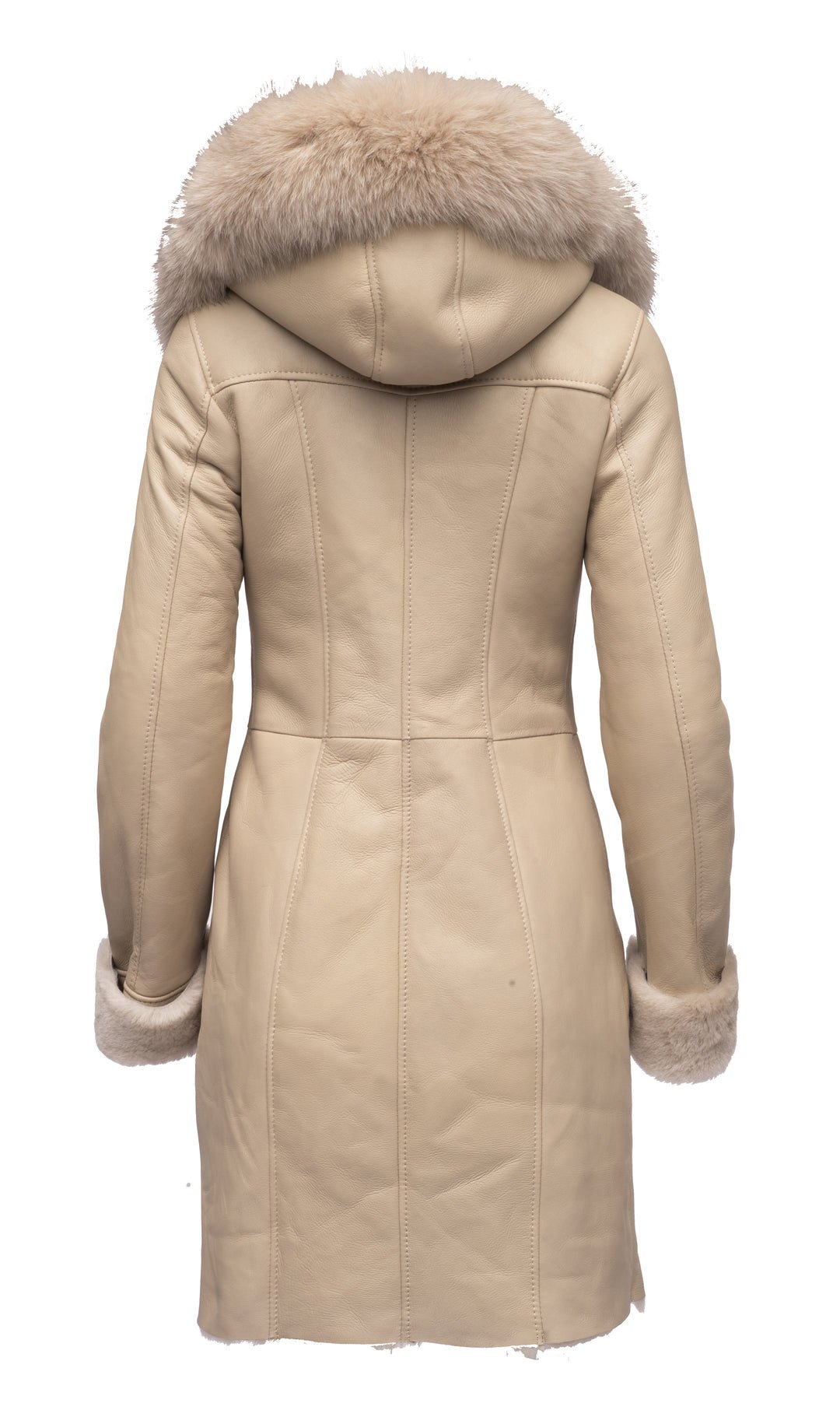 Gracie’s Hooded Sheepskin Shearling Jacket With Fox Fur - Image 2