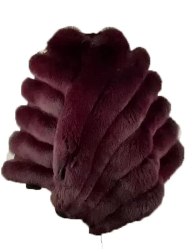 Women's Burgundy Fox Fur Cape/ Poncho