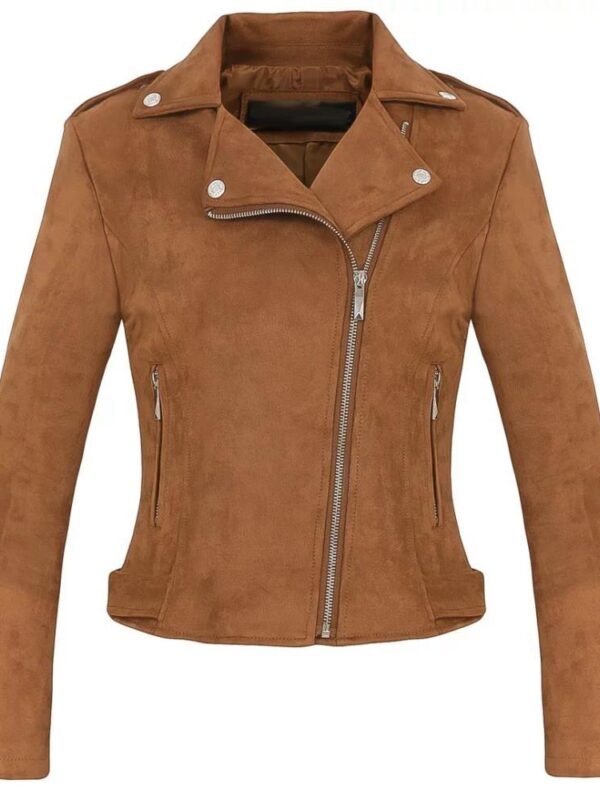 Womens Brown Suede Biker Jacket