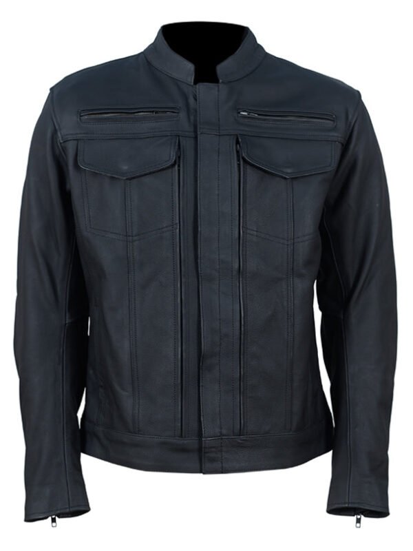 Storm rider Matte Leather Trucker motorcycle jacket