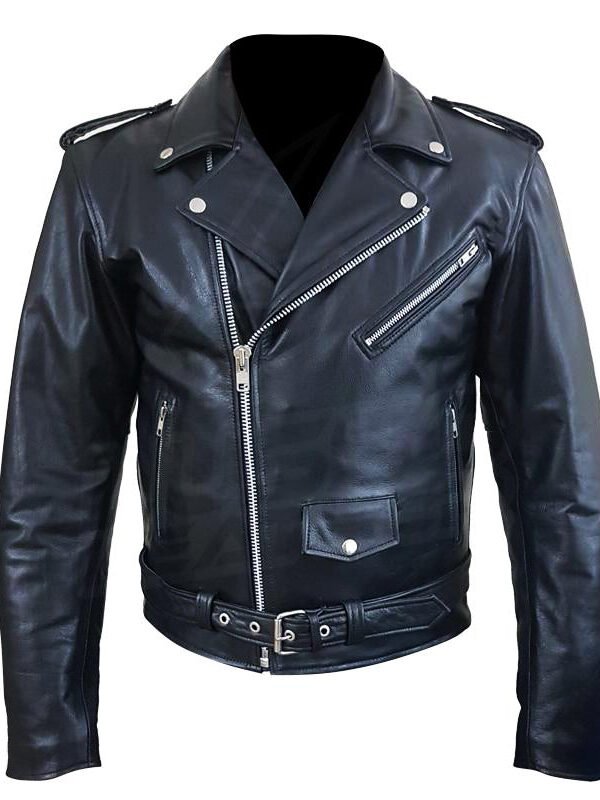 "Perfect" Biker Style Classic Black Premium Heavy Leather Jacket