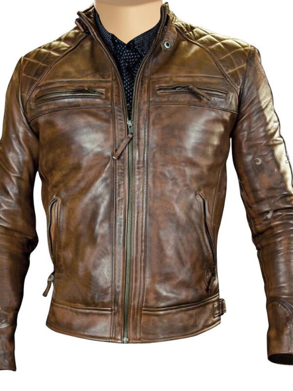 Roan Distressed Brown moto leather jacket