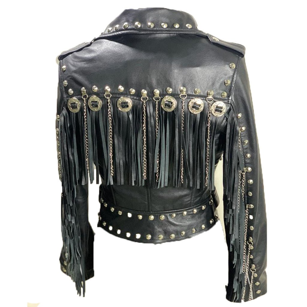 Western fringed women's biker jacket - Image 2