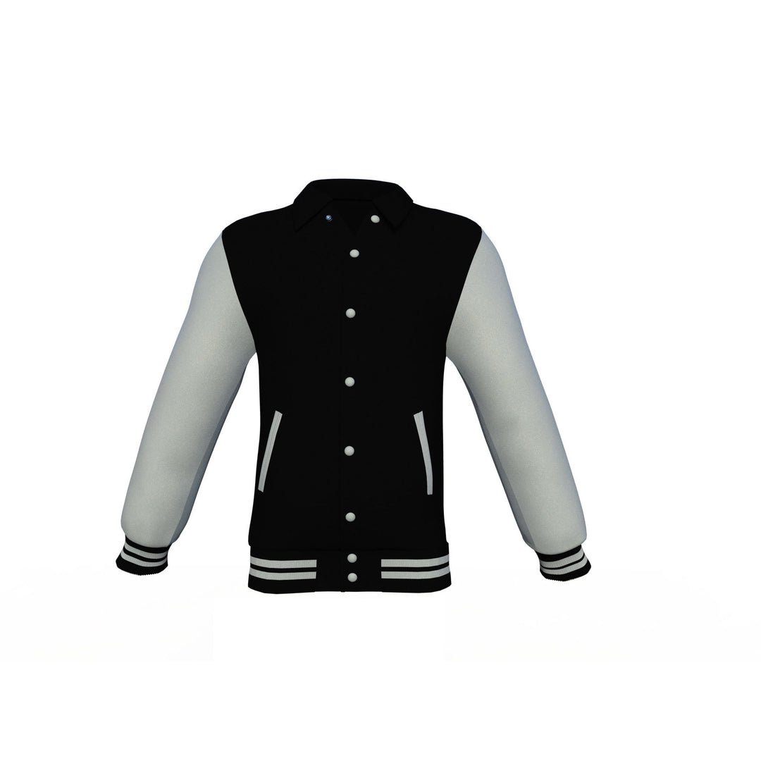 Black Varsity Letterman Jacket with Grey Sleeves - Image 14