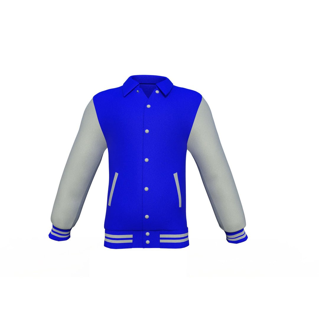 Blue Varsity Letterman Jacket with Grey Sleeves - Image 14