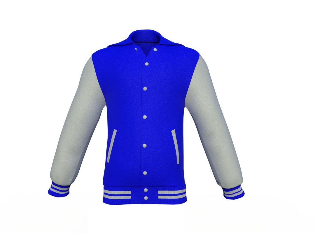 Blue Varsity Letterman Jacket with Grey Sleeves - Image 8