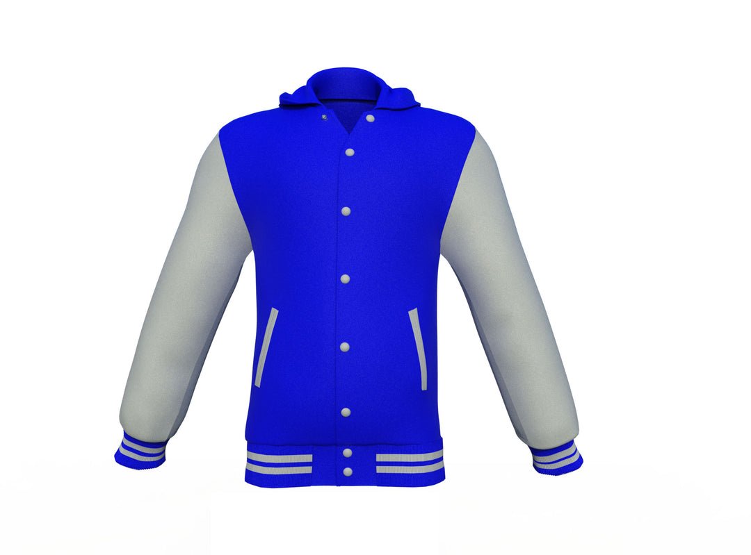 Blue Varsity Letterman Jacket with Grey Sleeves - Image 7