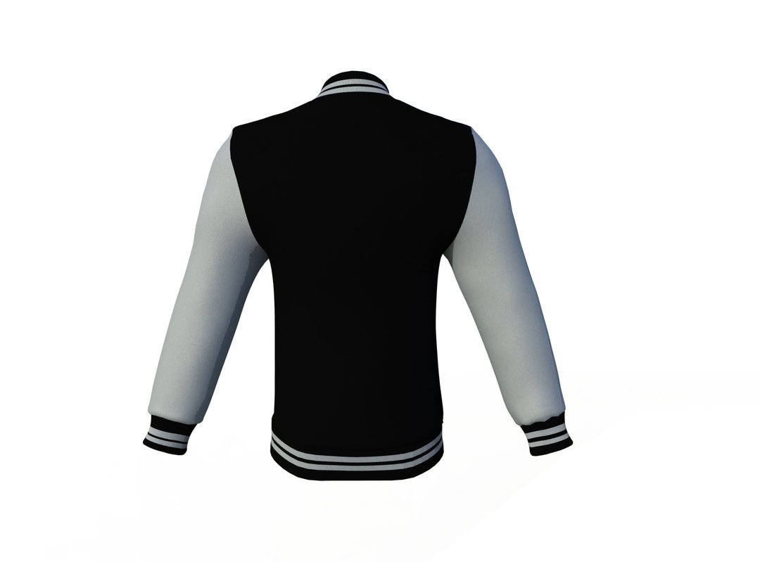 Black Varsity Letterman Jacket with Grey Sleeves - Image 6