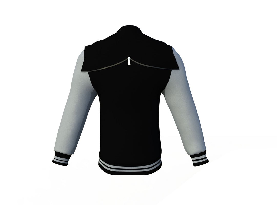 Black Varsity Letterman Jacket with Grey Sleeves - Image 4