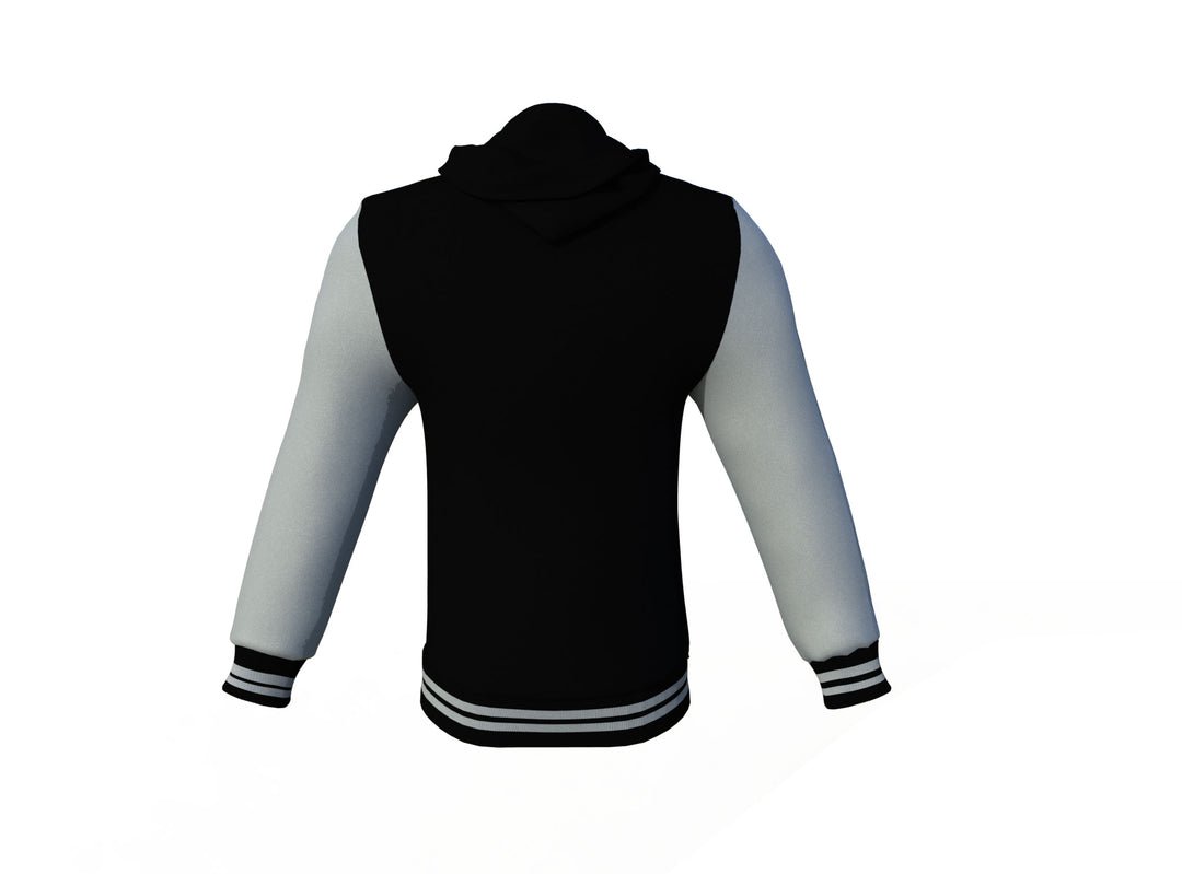 Black Varsity Letterman Jacket with Grey Sleeves - Image 3