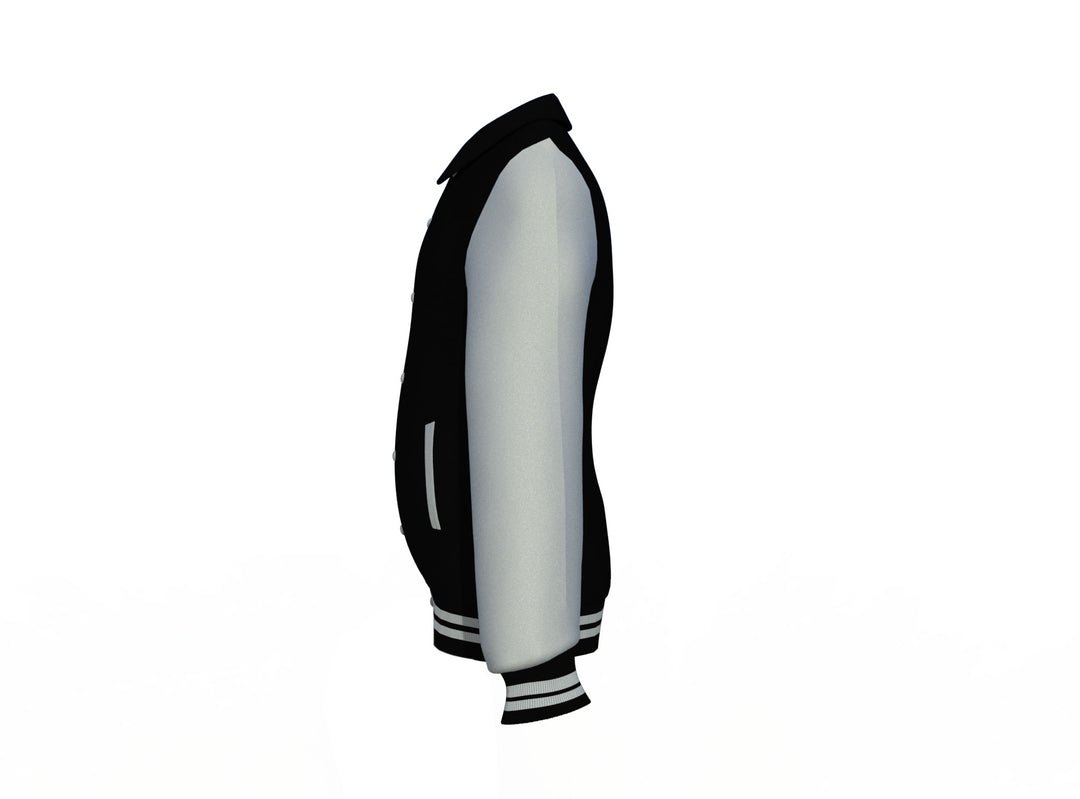 Black Varsity Letterman Jacket with Grey Sleeves - Image 11