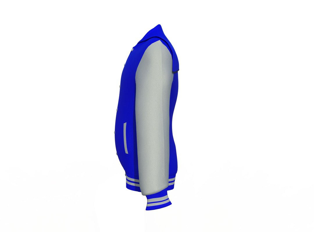 Blue Varsity Letterman Jacket with Grey Sleeves - Image 10