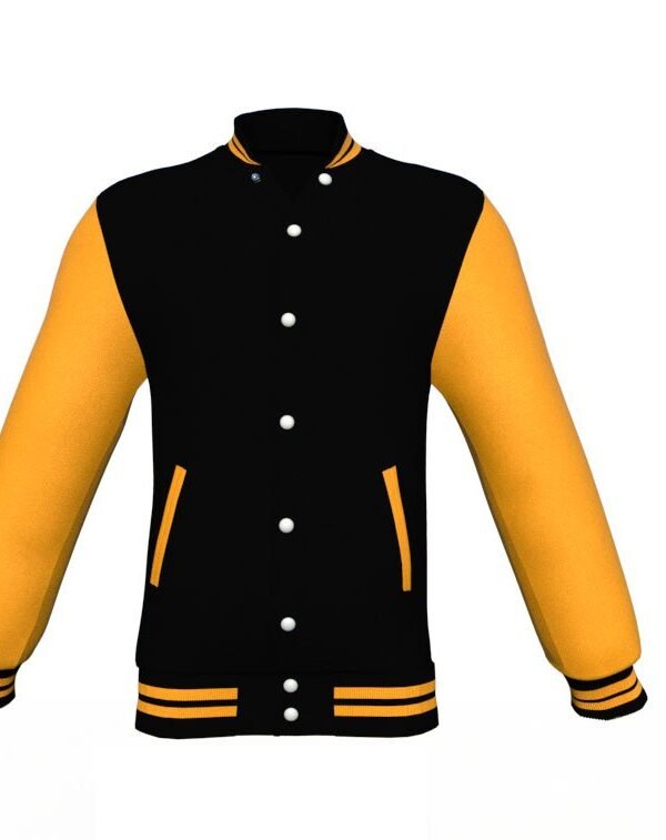 Black Varsity Letterman Jacket with Gold Sleeves