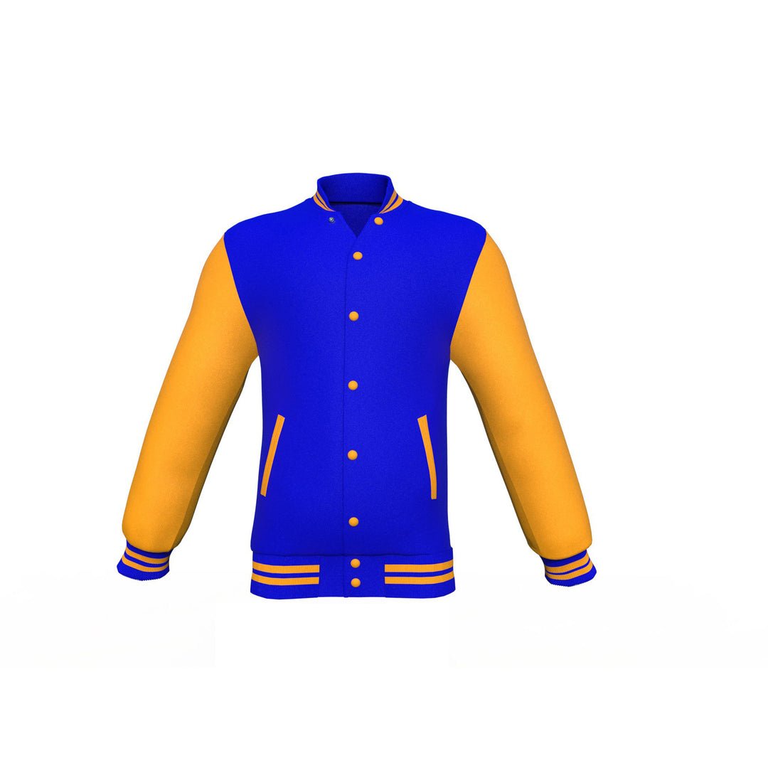 Blue Varsity Letterman Jacket with Gold Sleeves - Image 13