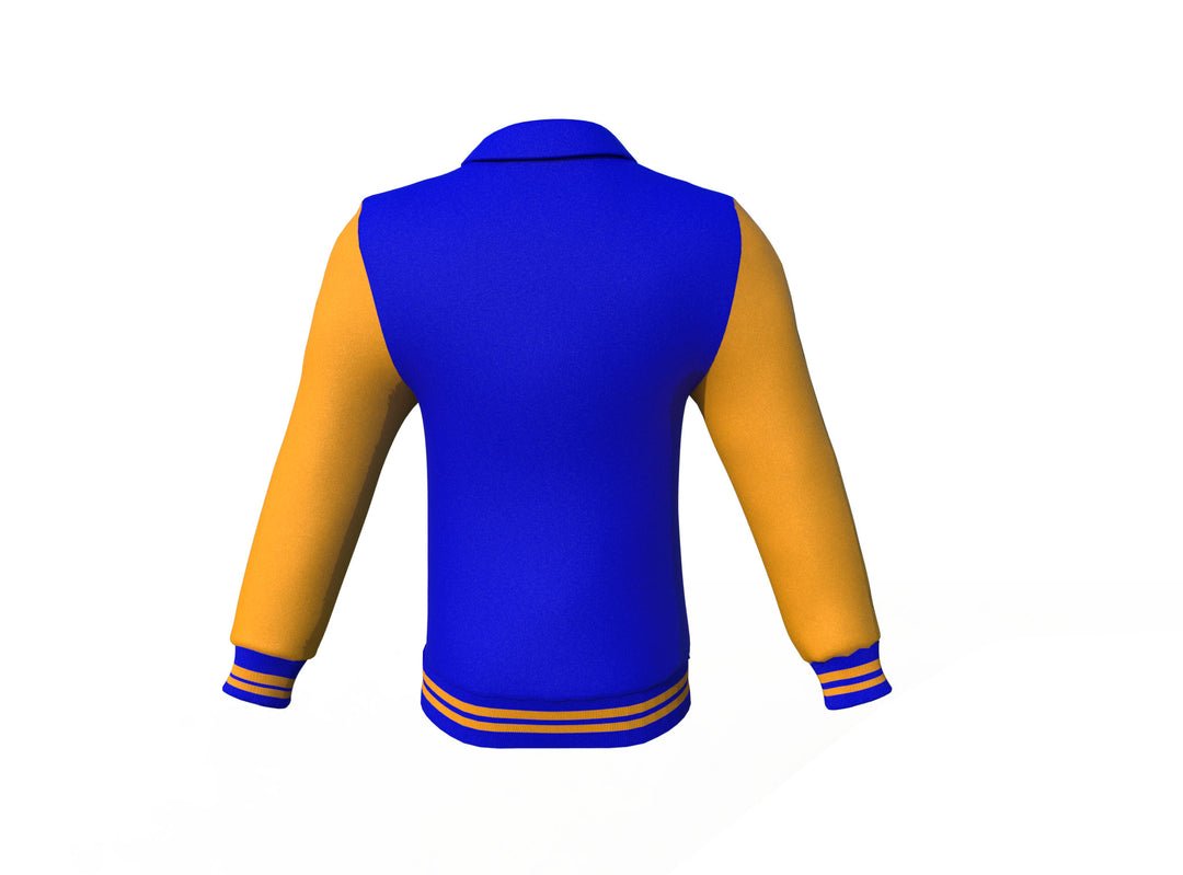 Blue Varsity Letterman Jacket with Gold Sleeves - Image 5