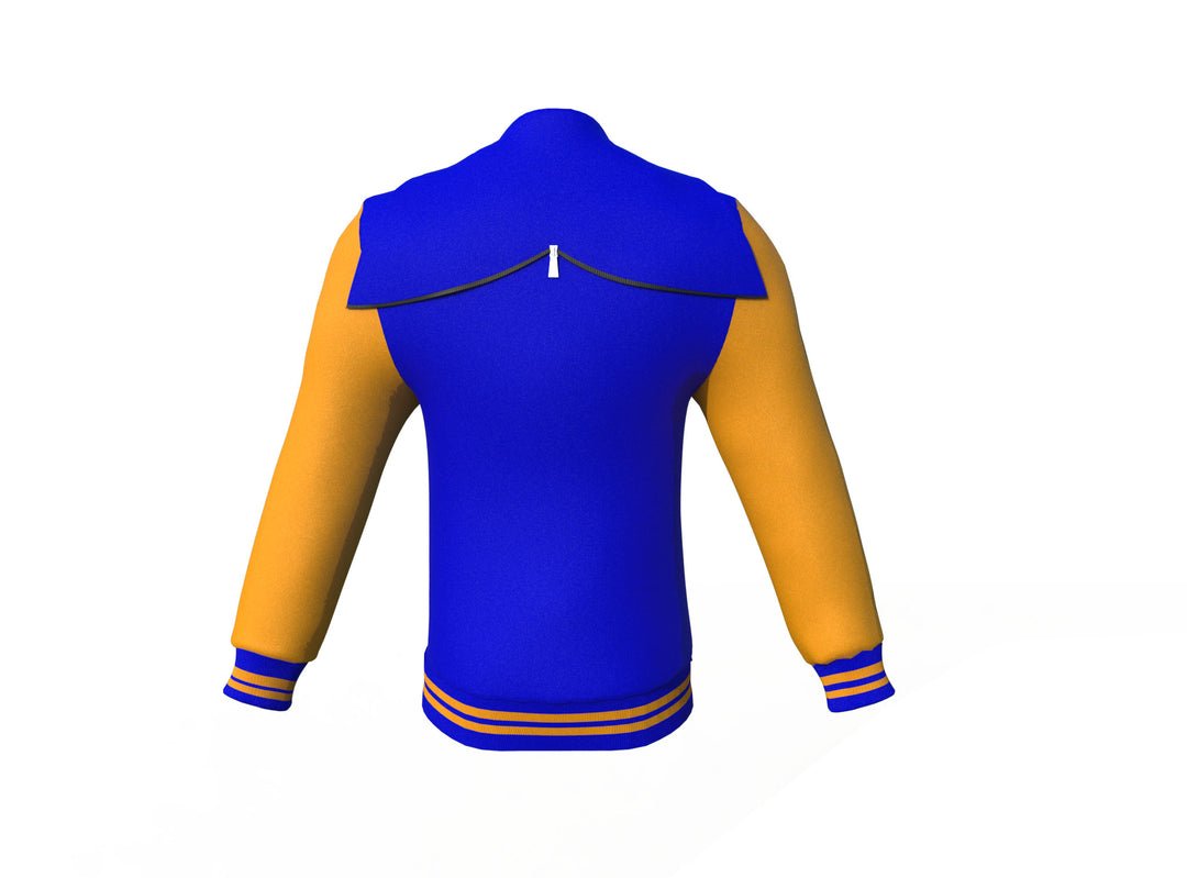 Blue Varsity Letterman Jacket with Gold Sleeves - Image 4