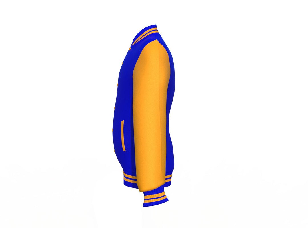 Blue Varsity Letterman Jacket with Gold Sleeves - Image 12