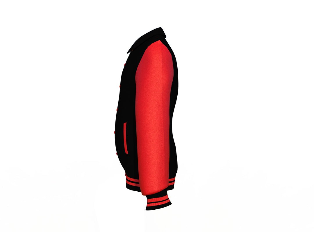 Black Varsity Letterman Jacket with Red Sleeves - Image 11