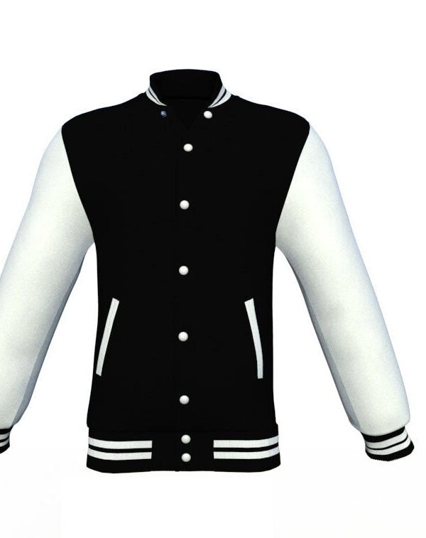 Black Varsity Letterman Jacket with White Sleeves